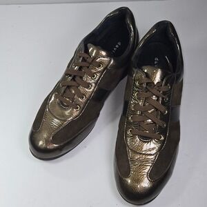 David‎ Tate Pillow 12WW Women's Bronze leather Wedge Sneakers